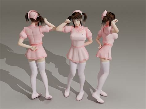 cute anime nurse 3d model 3ds max files free download modeling 36095