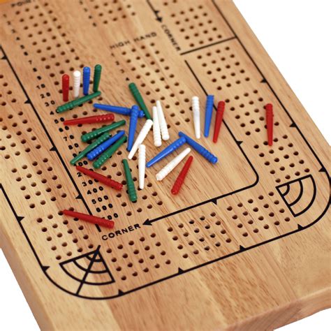classic cribbage set solid wood continuous  track board  pegs