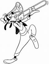 Coloring Pages Goofy Trumpet Music Trombone Kids Printable Drawing Playing Tuba Coloring4free Disney Plays Blowing Mickey Mouse Gif Print Cartoon sketch template