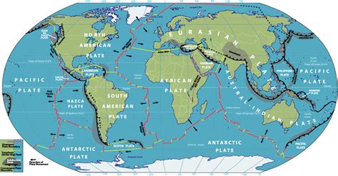 world map  tectonic plate boundaries map collection