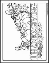 Thanksgiving Cornucopia Coloring Banner Color Pages Happy Fun Autumn Printables Colorwithfuzzy Wheat sketch template