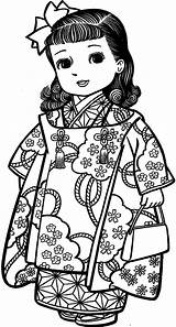Japoneses Japonesa Menina Japonesas Kimonos Riscos Maravilhosas Japones Desenhar Colorido Bonecas Menininhas Lindas Gueixa Nil Japonaise sketch template