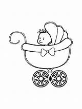 Coloring Baby Pages Stroller Printable Kids sketch template