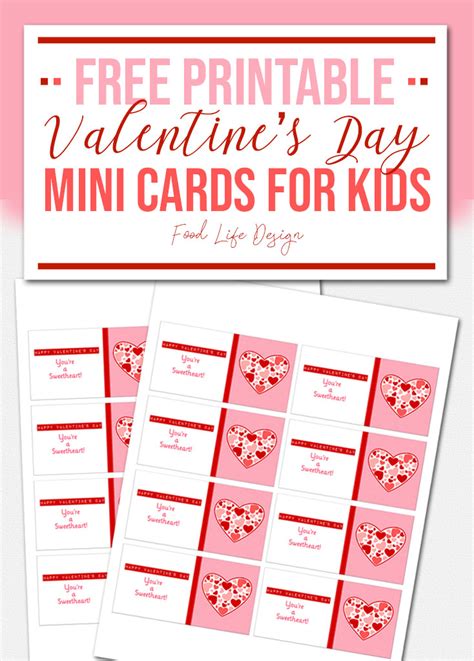 printable valentines day mini cards  kids youre