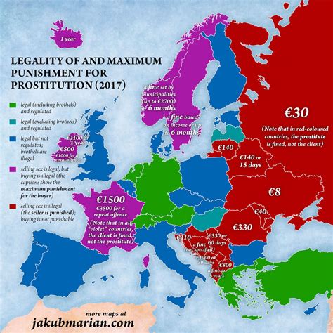 mapped the variety of european prostitution laws by country