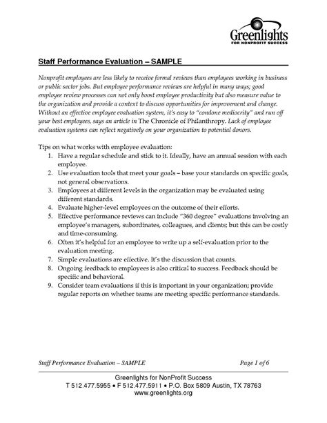 employee performance evaluation write up template sample pdf format