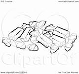 Outline Coloring Candies Wrapped Illustration Candy Royalty Clipart Rf Lal Perera Gumdrop Pages Background Template Includes Version sketch template