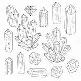 Line Crystals Crystal Quartz Vector Illustration Drawing Drawings Gems Set Illustrations Cristal Gemstones Style Clip Tattoo Istockphoto Gem Isolated Objects sketch template