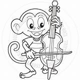 Cello Coloring Monkey Cartoon Playing Violin Astonishing Getdrawings Clipart Getcolorings Fotosearch sketch template