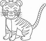 Tigre Coloring4free Coloriages Lineart Colorable Wikiclipart sketch template