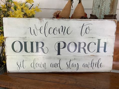 porch signwooden signhand painted signrustic etsy