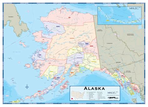 detailed political map  alaska ezilon maps images