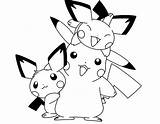 Coloring Pikachu Pokemon Cute Friends Kids Dibujos Two Desde Guardado Pichu Para sketch template