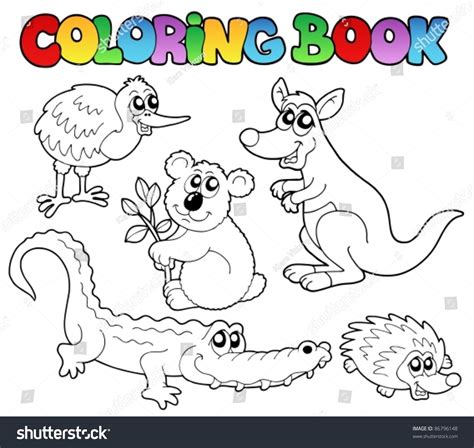coloring book australian animals  vector stock vector
