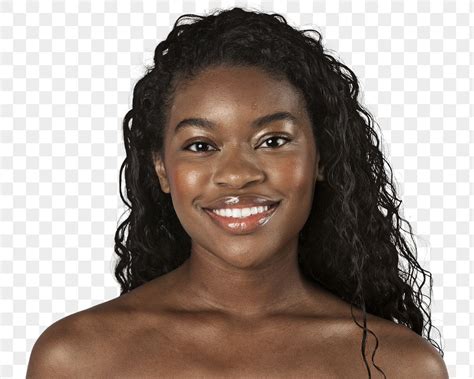 happy black woman portrait mockup premium png sticker rawpixel