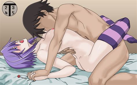 rule 34 aono tsukune arched back ass bed blue eyes blush breast