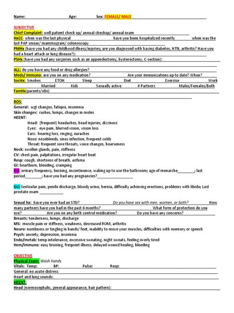 soap note cheat sheet complete handp sex organ clinical