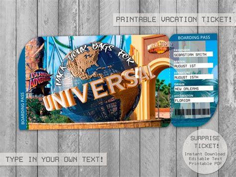 universal studios ticket template printable word searches