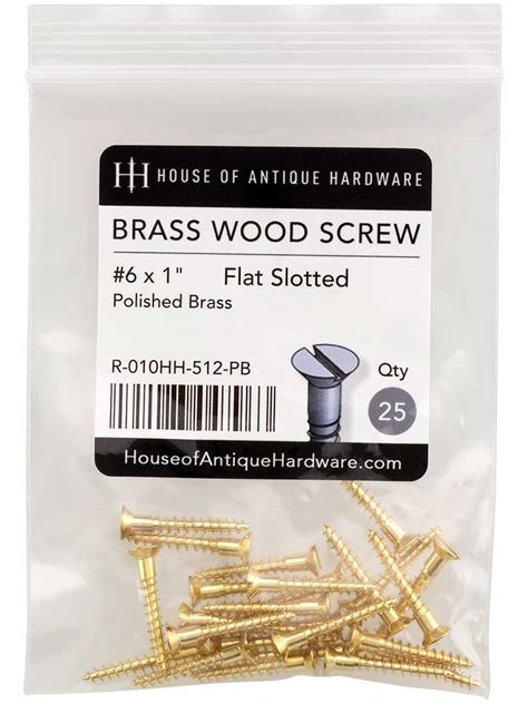 6 X 1 Inch Brass Flat Head Slotted Wood Screws 25 Pack House Of
