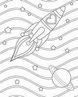Rocket Coloring Ship Pages Printable Rocketship Kids Sheets Colouring Space Book Valentine Friendship Circle Tags Print Cp Template Embroidery Sanrio sketch template