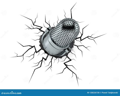 radio microphone  cracked hole stock illustration illustration  destruction musical