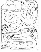 Mazes Valentines Kids Pages Coloring Simple sketch template
