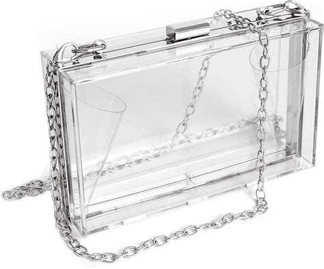 wjcd women clear purse acrylic clear clutch bag shoulder handbag  removable gold chain