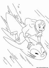 Avatar Coloring Last Airbender Pages Aang Surfing Print sketch template