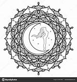 Crescent Mandala sketch template