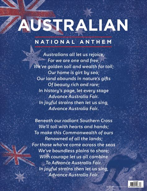 Our National Anthem Chart Australian Teaching Aids Educational