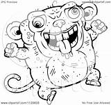 Monkey Ugly Jumping Clipart Coloring Cartoon Outlined Cory Thoman Vector 2021 sketch template