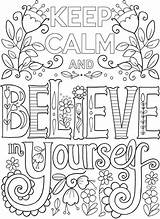 Coloring Pages Mindset Growth Affirmation Positive Printable Pdf Kids Keep Calm Believe Yourself sketch template