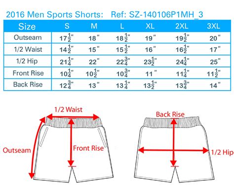 size shorts
