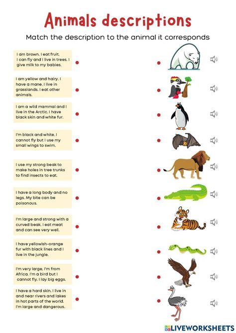 animals description interactive exercise  pre intermediate