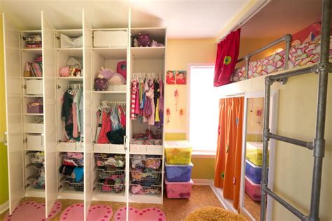 creative shared bedroom for three girls hgtv
