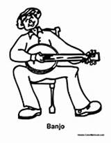 Banjo Coloring Playing Boy Music Pages Colormegood sketch template