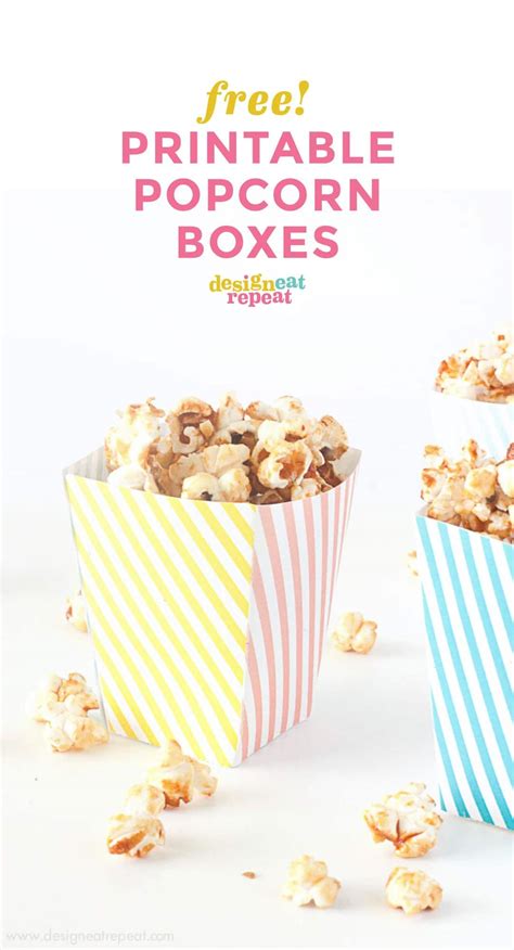 printable popcorn box template design eat repeat