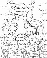 Coloring Unicorn Narwhal Pages Rainbow Book Pusheen Adults Kawaii Birthday Unicorns Kids Print Narwhals Colouring Printable Happy Mermaid Sheet Awesome sketch template