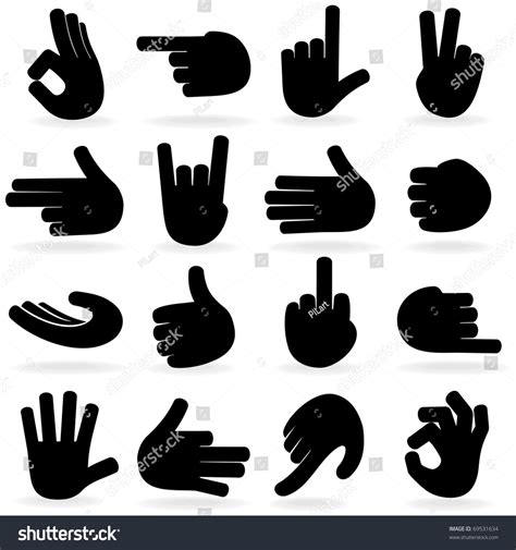 human hand collection  hands gestures signals  signs vector icon set