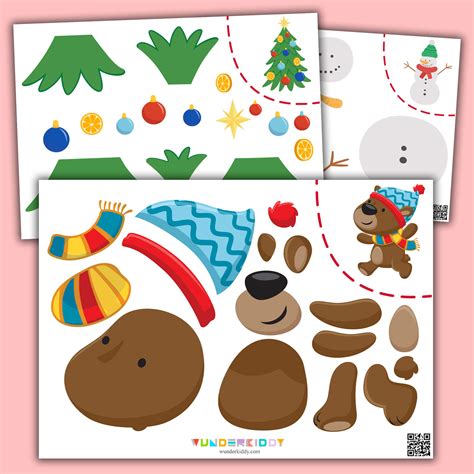 printable christmas cut  glue activity  kids