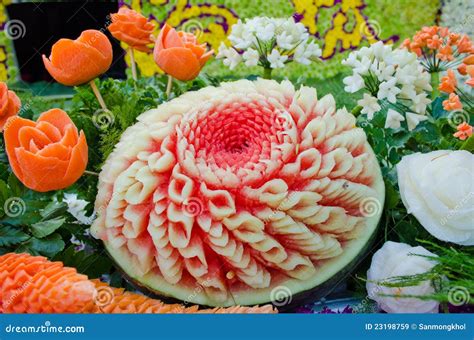 Chiangmai Thai Carved Fruit Watermelon Royalty Free Stock Images