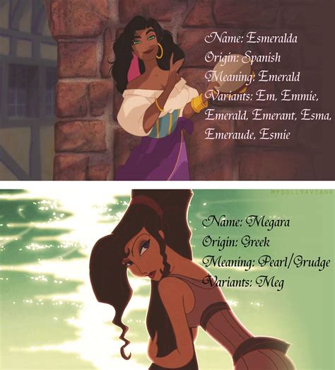 esmeralda and megara disney names disney princess disney facts