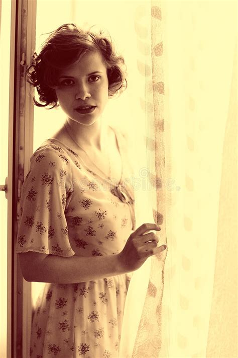 Vintage Portrait Of A Beautiful Girl Stock Image Image