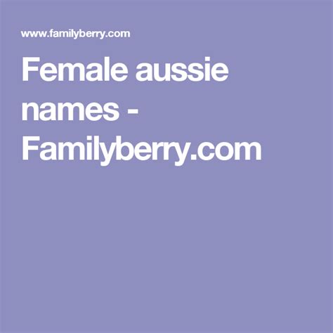 Female Aussie Names