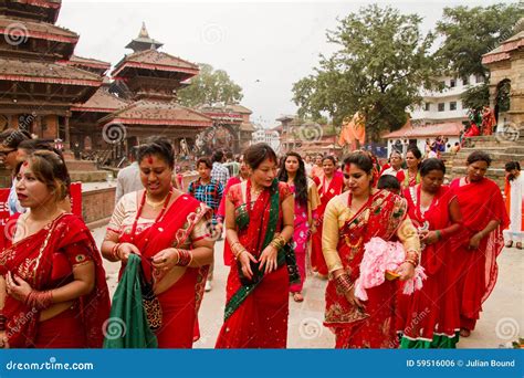 Women At Teej Festival Durbar Square Kathmandu Nepal Editorial Photo