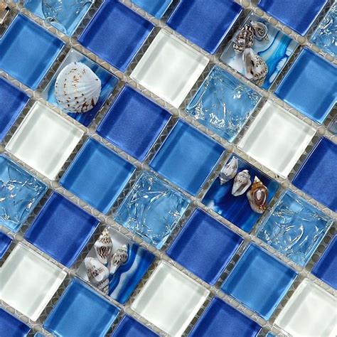 Glass Mosaic Tiles Melted Shell Crystal Backsplash Tile
