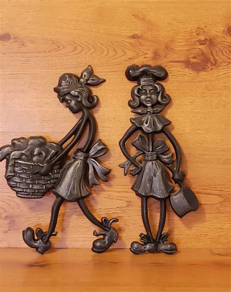 Vintage 1971 Sexton Metal Wall Art Set Of Two Woman Cooking Etsy
