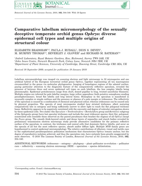 Pdf Comparative Labellum Micromorphology Of The Sexually