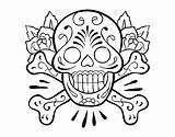 Tattoo Coloring Halloween Coloringcrew Skull sketch template