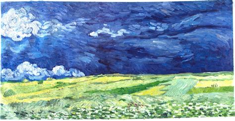 wheat field  cloudy sky reproduction van gogh studio